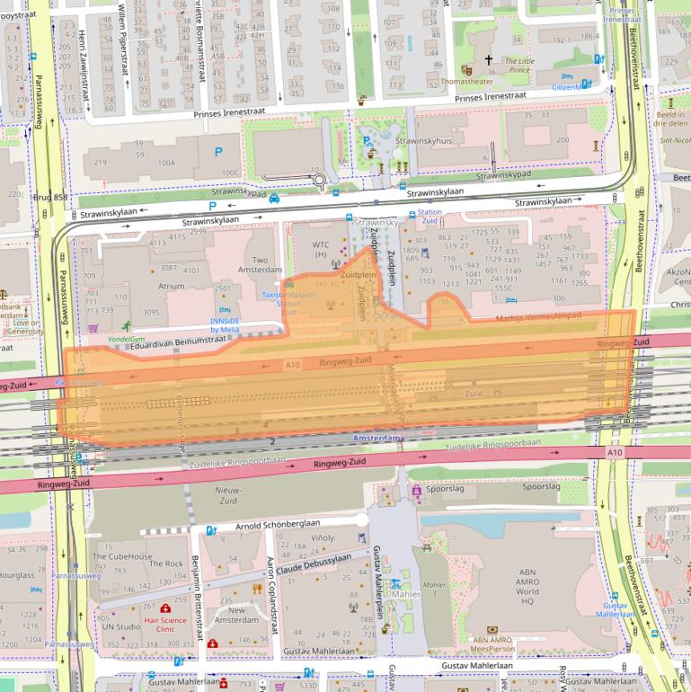 Kaart van postcodegebied 1077XV.