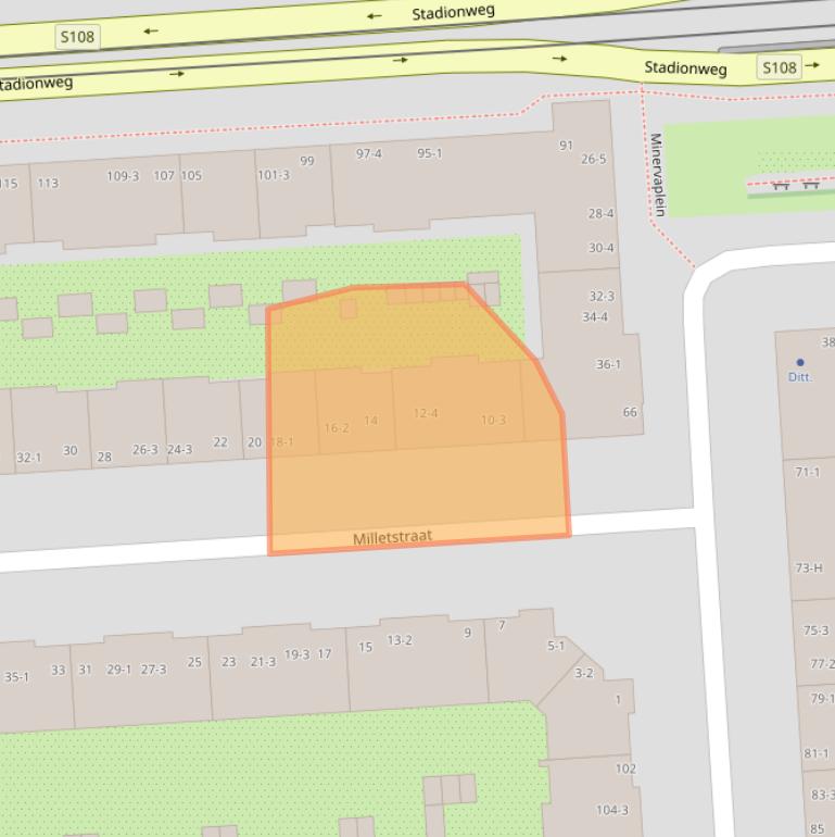 Kaart van postcodegebied 1077ZD.