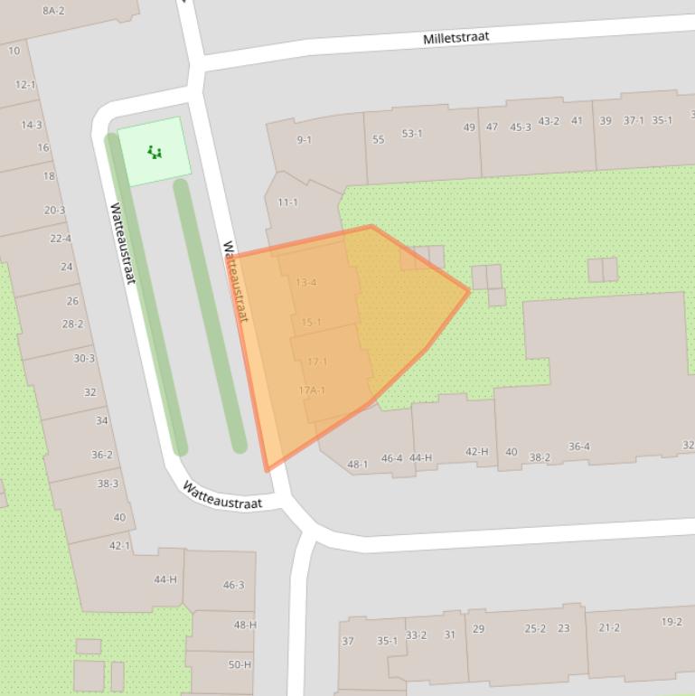 Kaart van postcodegebied 1077ZJ.