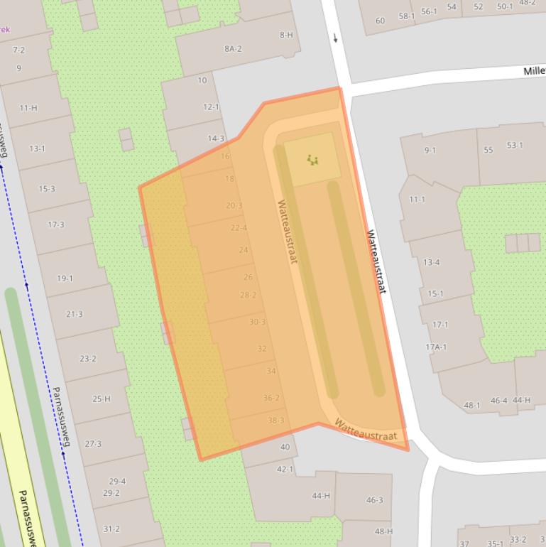 Kaart van postcodegebied 1077ZM.