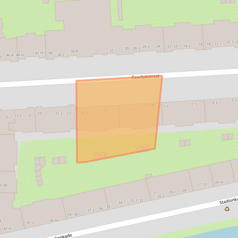 Kaart van postcodegebied 1077ZR.