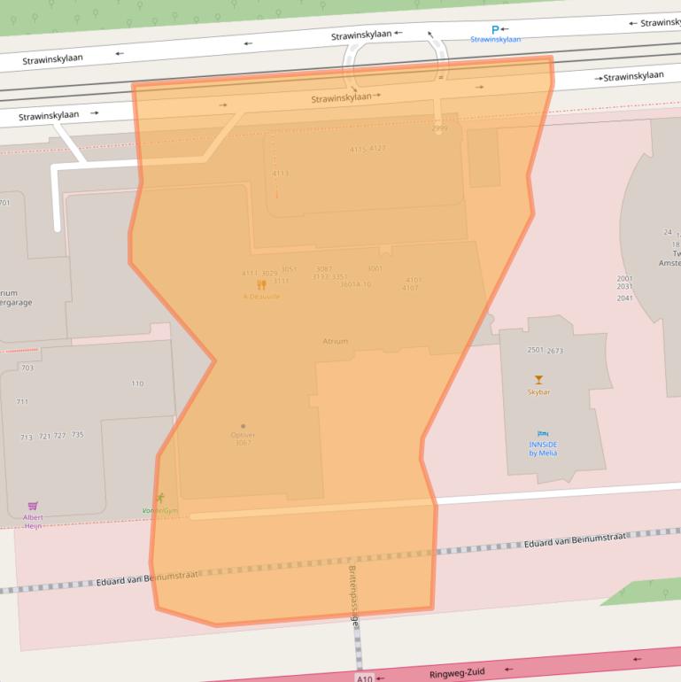 Kaart van postcodegebied 1077ZX.
