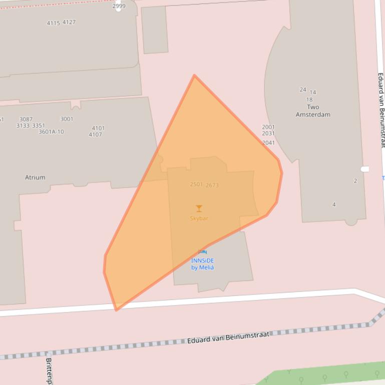 Kaart van postcodegebied 1077ZZ.