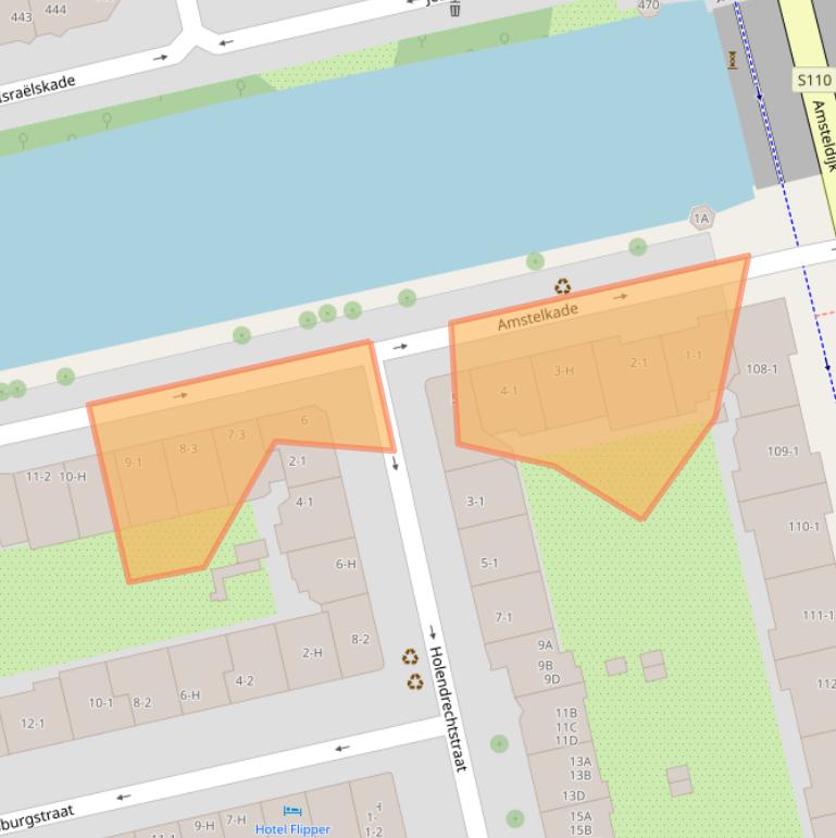 Kaart van postcodegebied 1078AA.