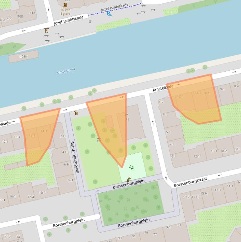 Kaart van postcodegebied 1078AB.