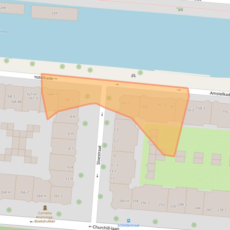 Kaart van postcodegebied 1078AX.