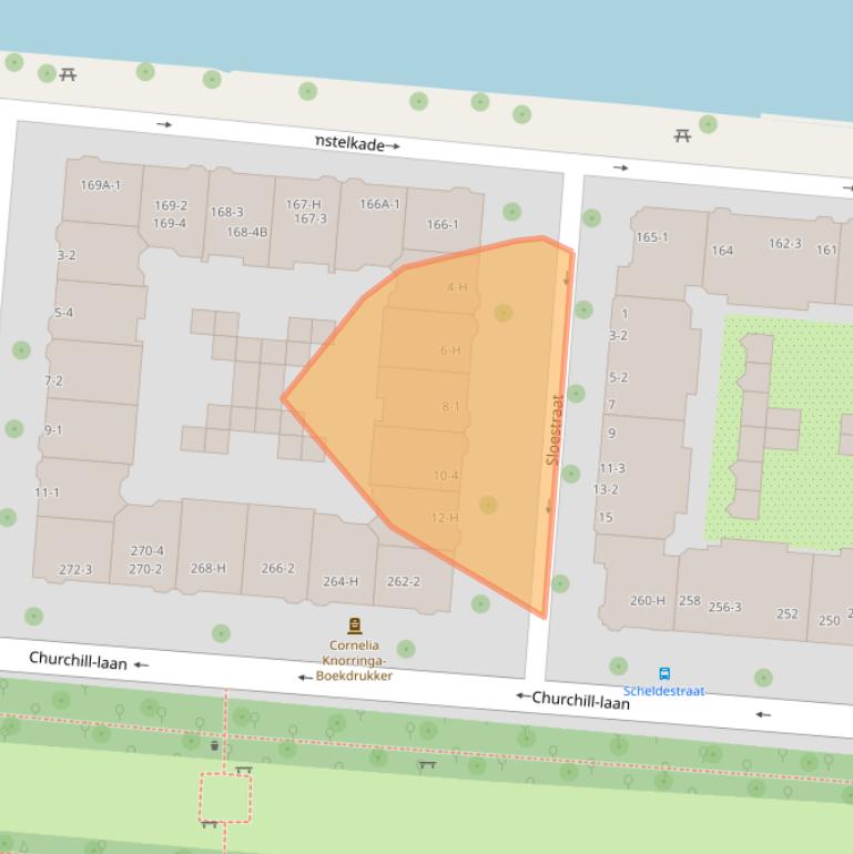 Kaart van postcodegebied 1078BG.