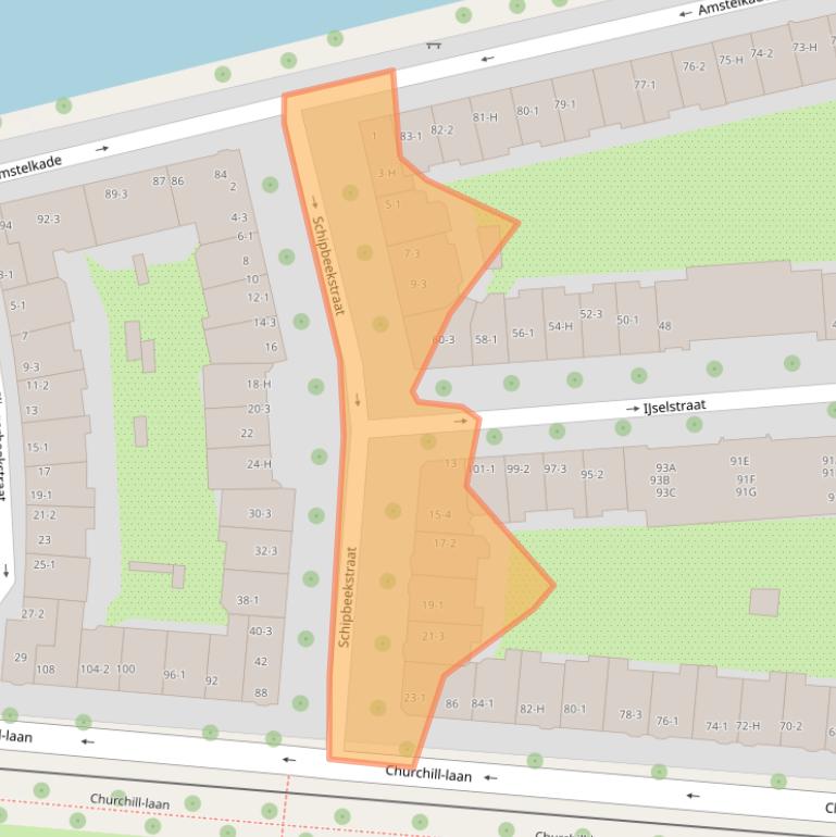 Kaart van postcodegebied 1078BK.