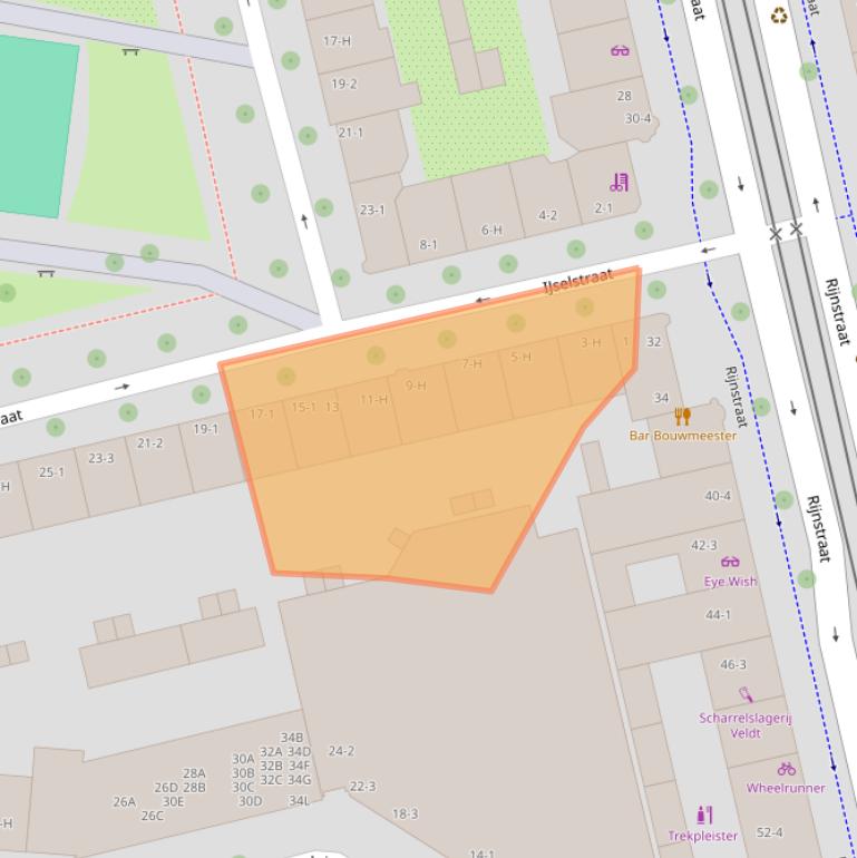 Kaart van postcodegebied 1078BZ.