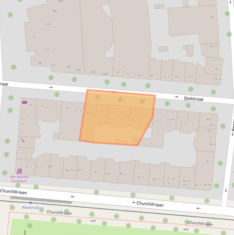 Kaart van postcodegebied 1078CD.