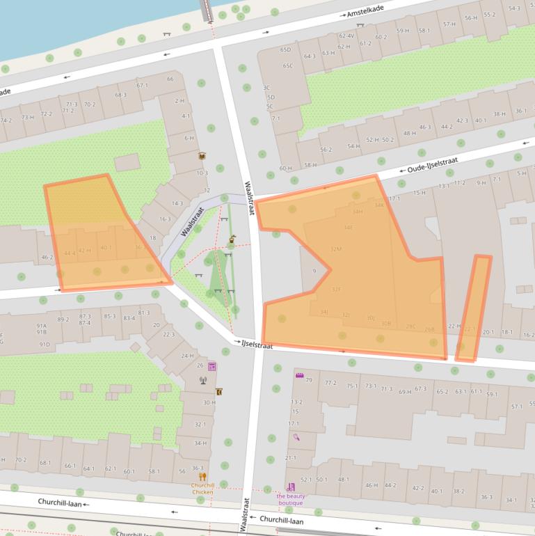 Kaart van postcodegebied 1078CJ.