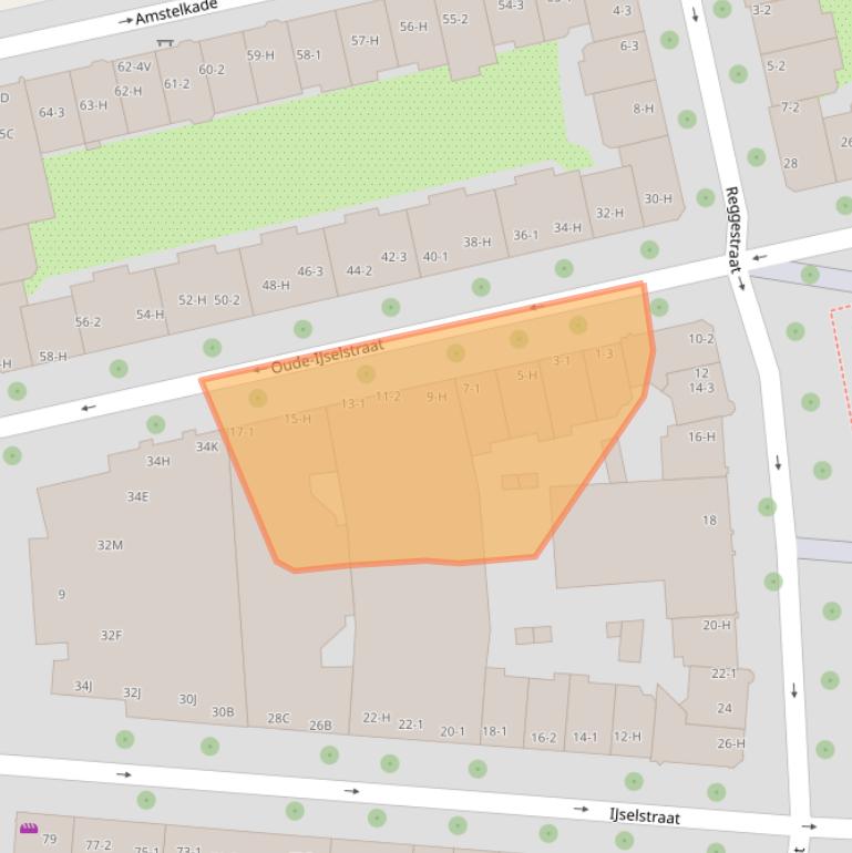 Kaart van postcodegebied 1078CL.