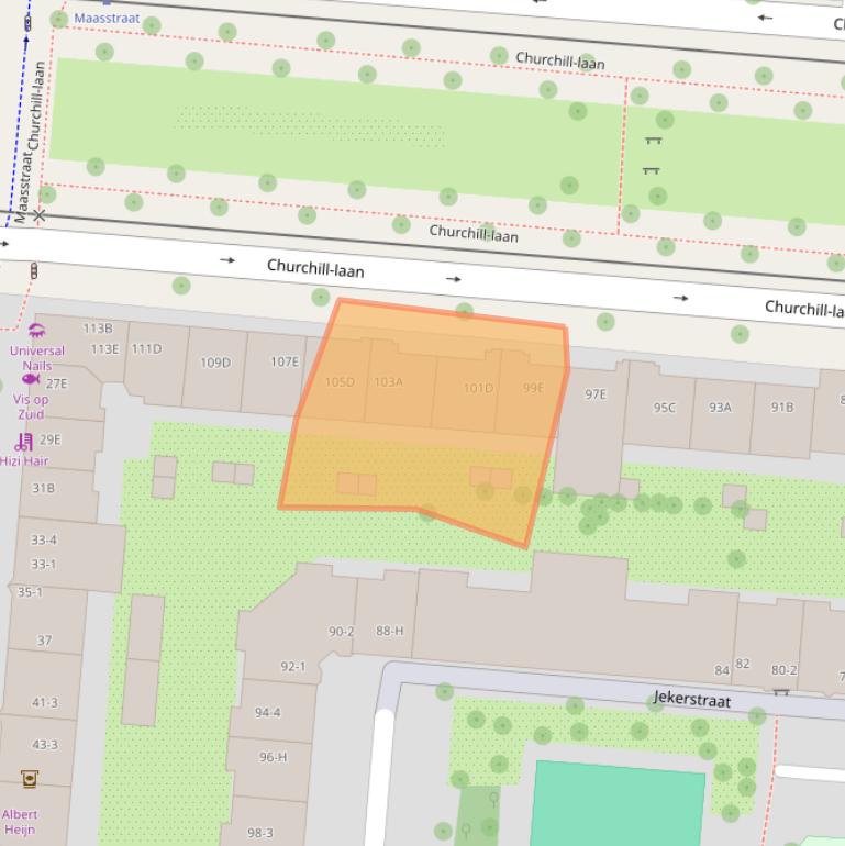 Kaart van postcodegebied 1078DL.