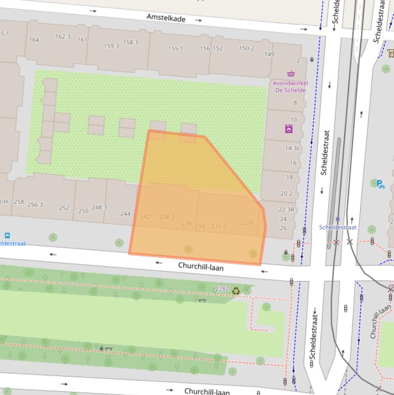 Kaart van postcodegebied 1078EX.