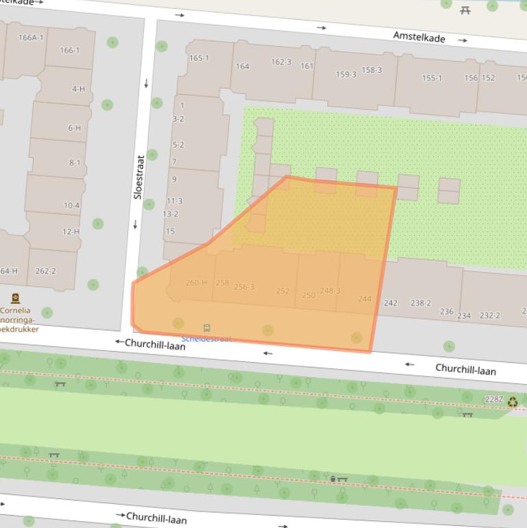 Kaart van postcodegebied 1078EZ.