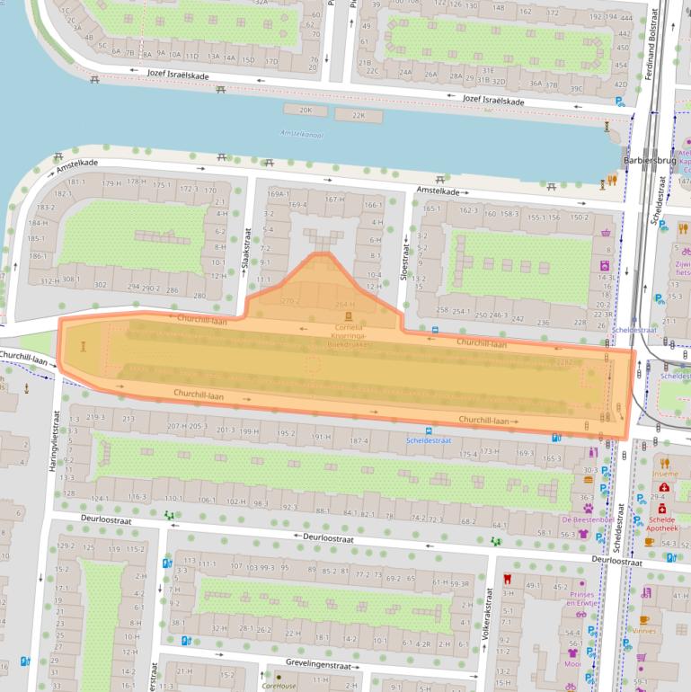 Kaart van postcodegebied 1078GA.