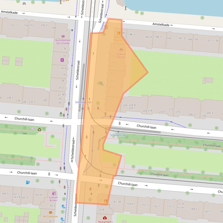 Kaart van postcodegebied 1078GD.