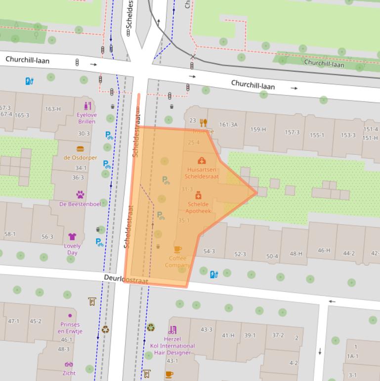 Kaart van postcodegebied 1078GE.