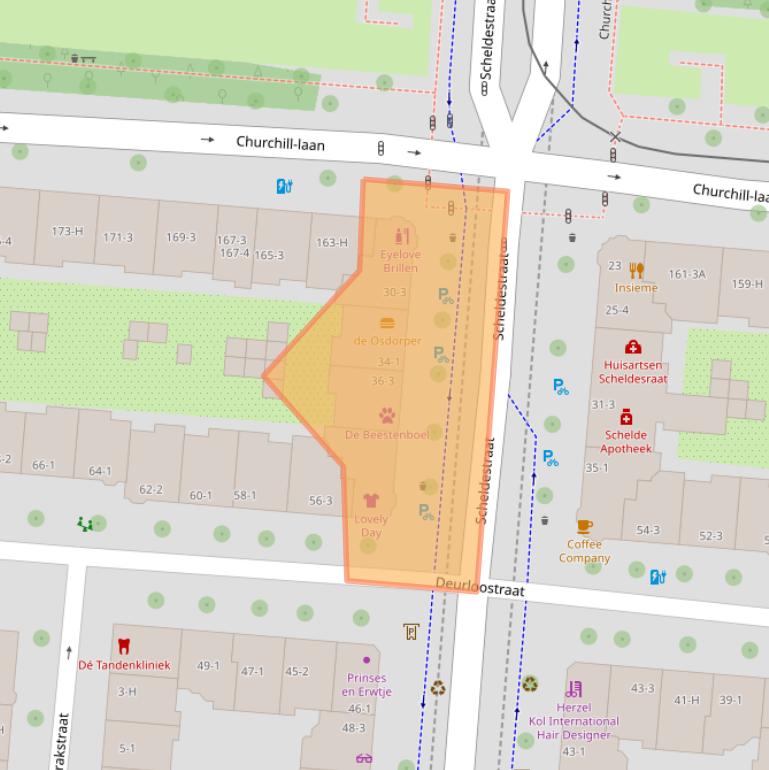 Kaart van postcodegebied 1078GL.