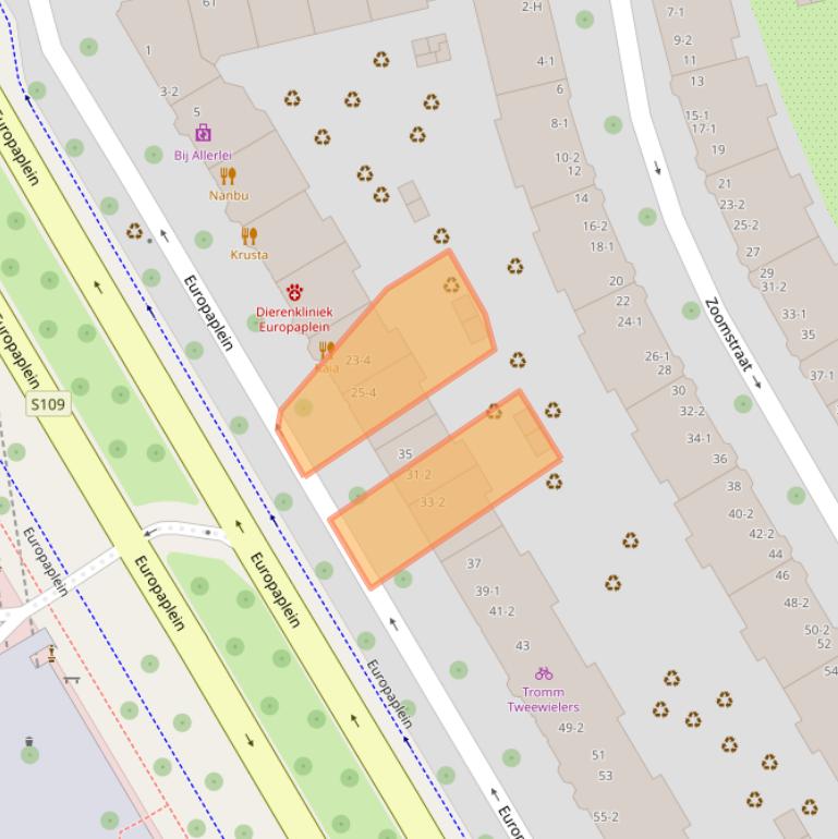 Kaart van postcodegebied 1078GT.