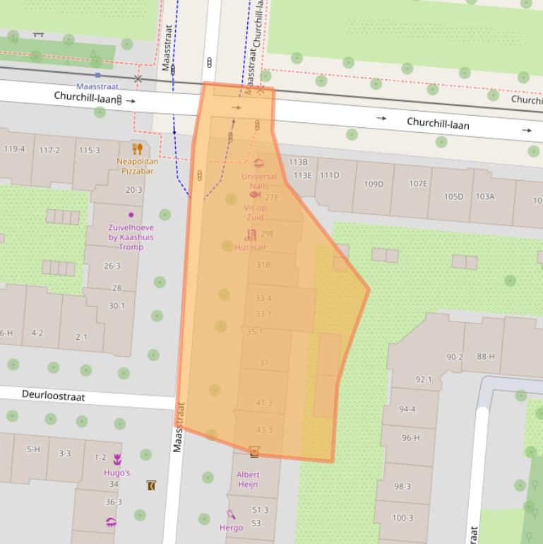 Kaart van postcodegebied 1078HC.