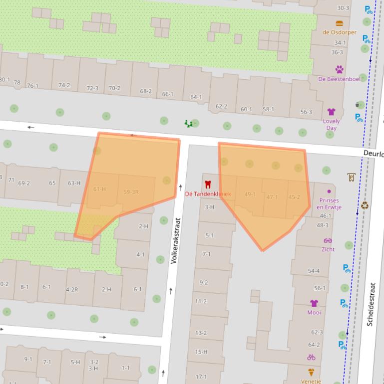 Kaart van postcodegebied 1078HT.