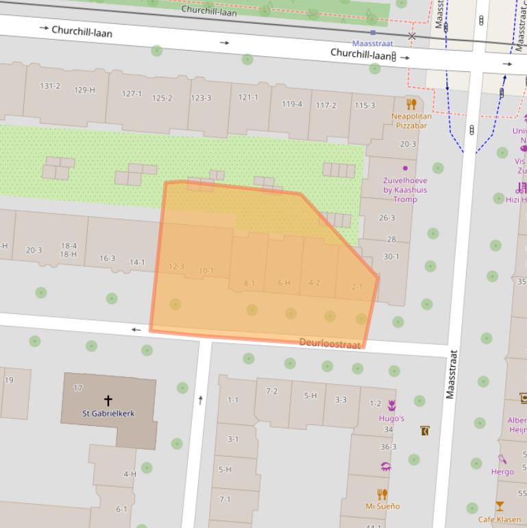 Kaart van postcodegebied 1078HZ.