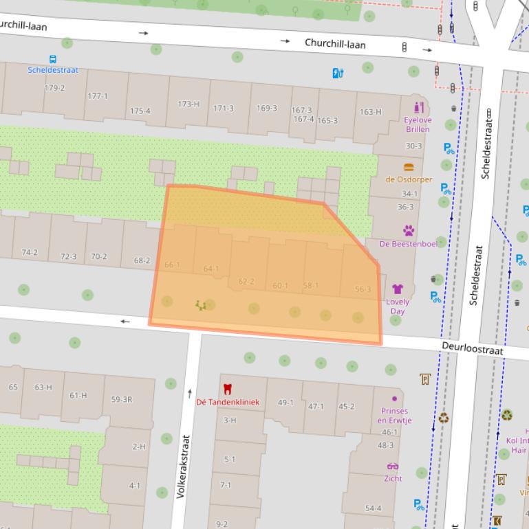 Kaart van postcodegebied 1078JE.