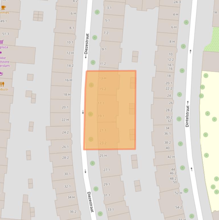Kaart van postcodegebied 1078JM.