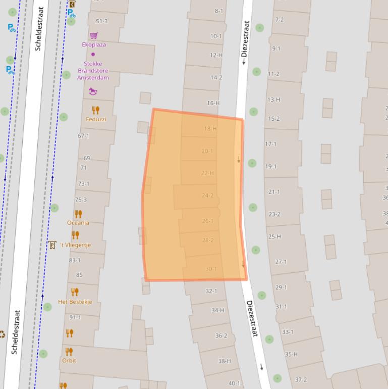 Kaart van postcodegebied 1078JR.