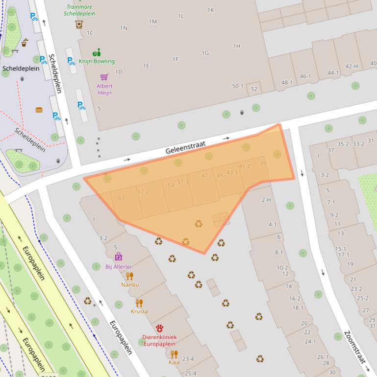 Kaart van postcodegebied 1078LD.