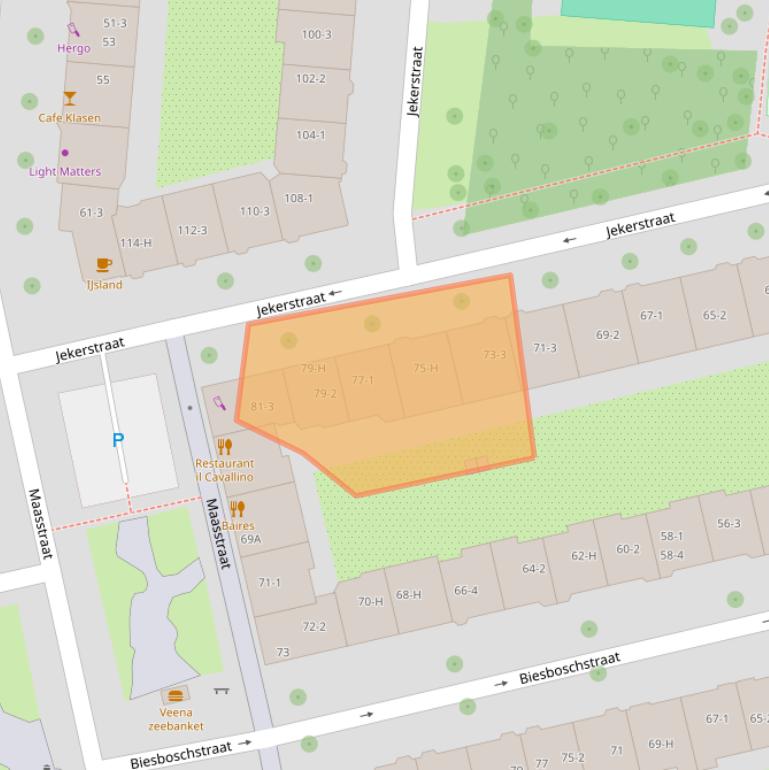 Kaart van postcodegebied 1078MB.