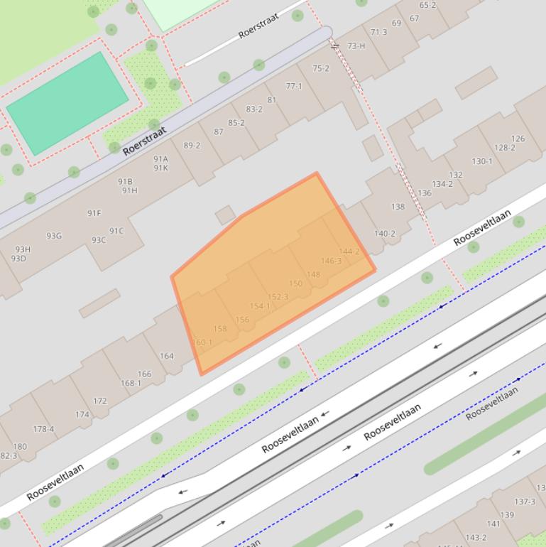 Kaart van postcodegebied 1078NS.