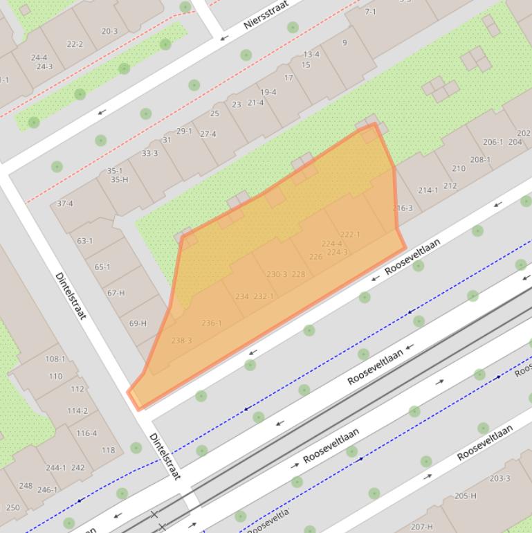 Kaart van postcodegebied 1078NX.