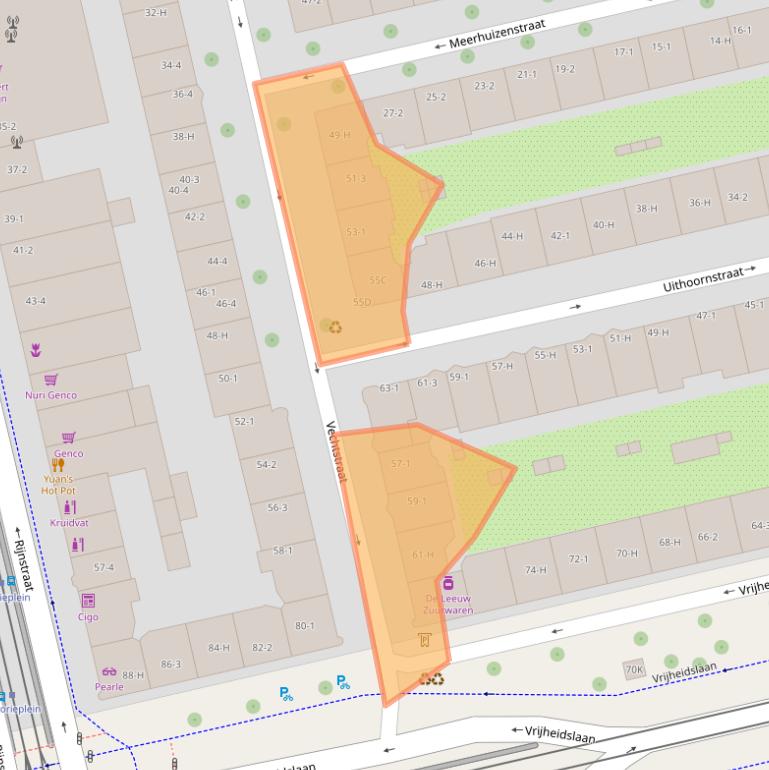 Kaart van postcodegebied 1078RJ.