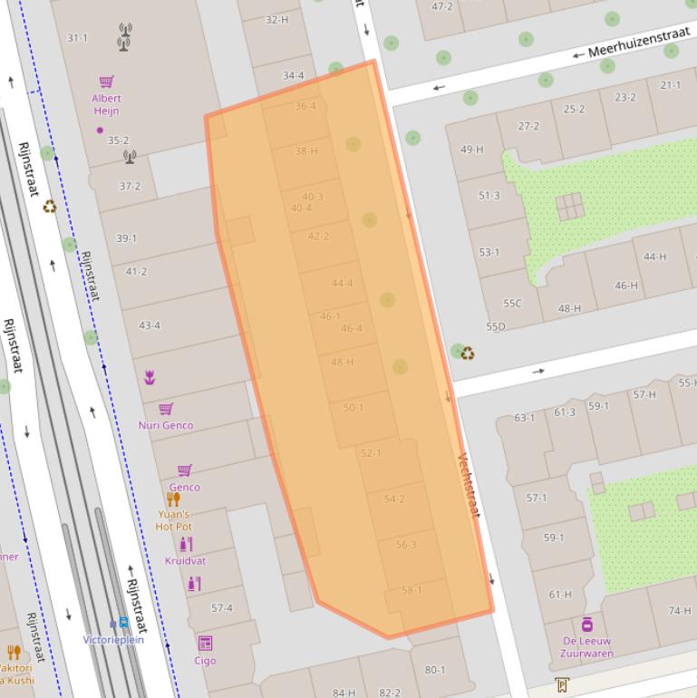 Kaart van postcodegebied 1078RM.