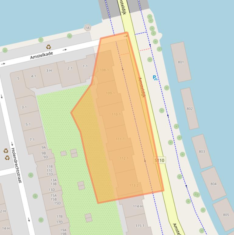 Kaart van postcodegebied 1078RP.