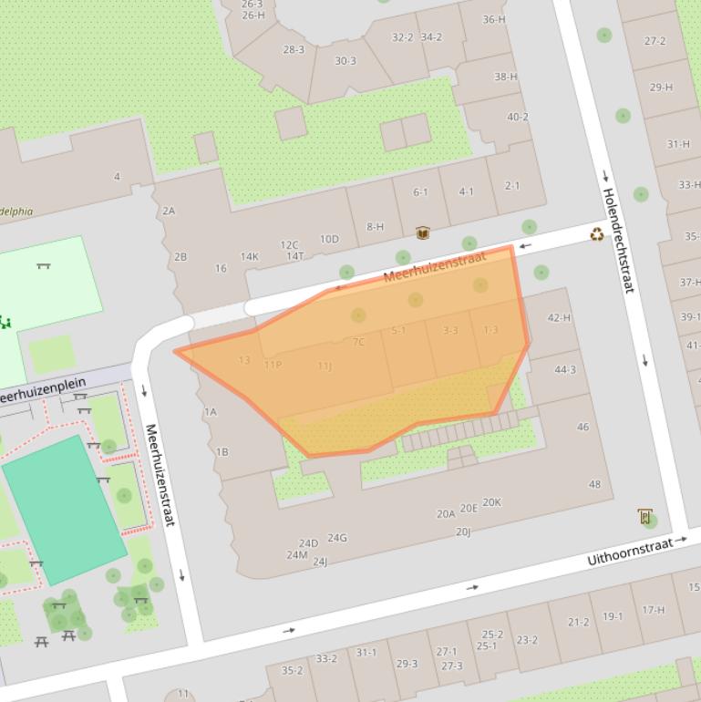 Kaart van postcodegebied 1078TE.