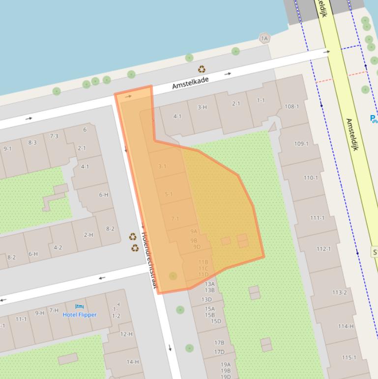 Kaart van postcodegebied 1078TM.