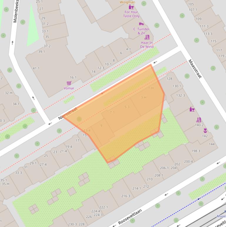 Kaart van postcodegebied 1078VG.