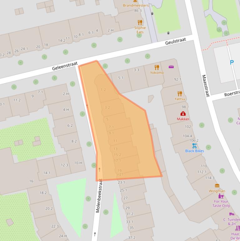 Kaart van postcodegebied 1078XA.