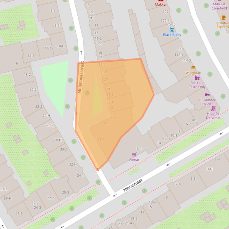 Kaart van postcodegebied 1078XB.