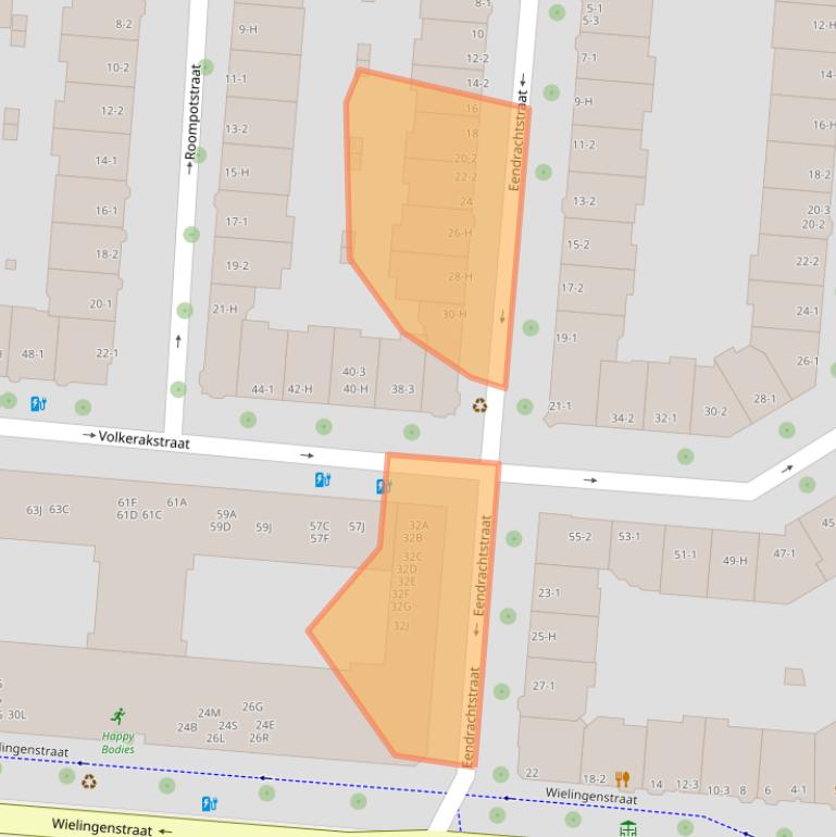 Kaart van postcodegebied 1078XZ.