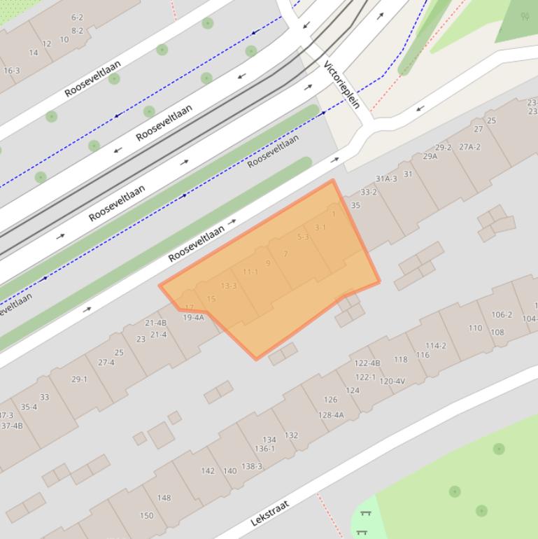 Kaart van postcodegebied 1079AA.