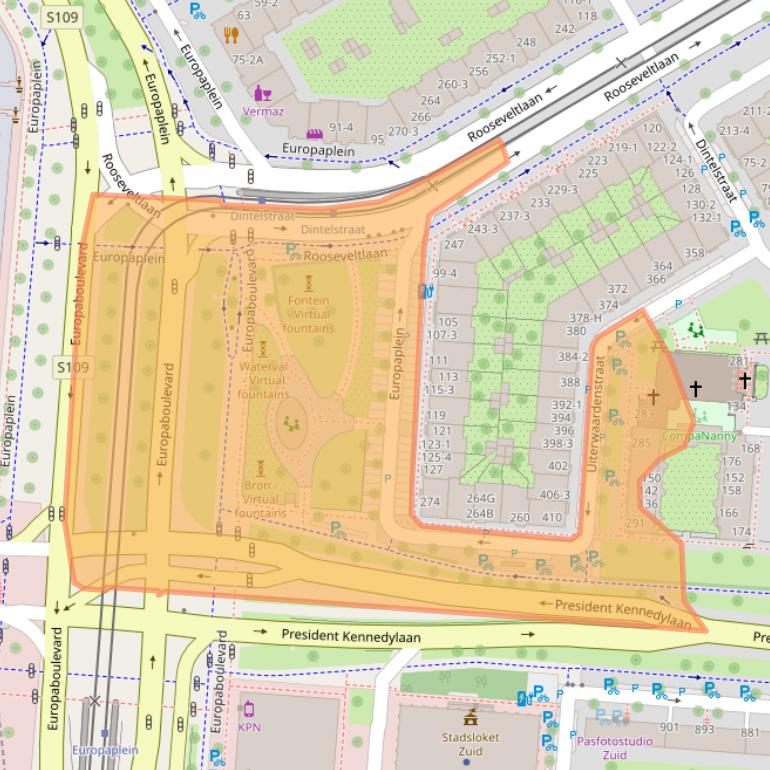 Kaart van postcodegebied 1079CT.