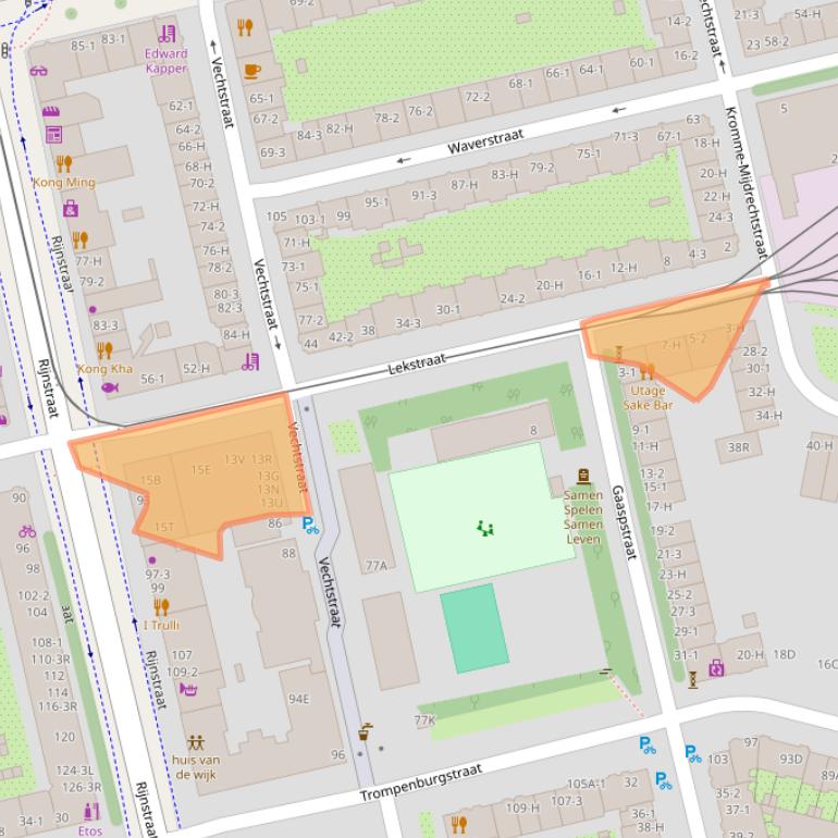 Kaart van postcodegebied 1079EK.