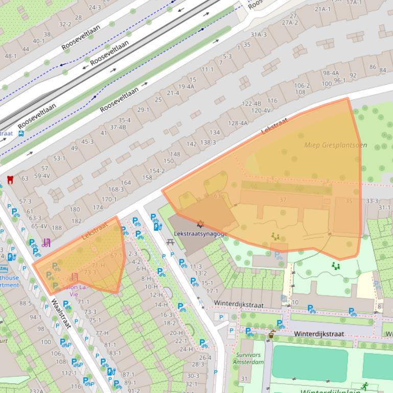 Kaart van postcodegebied 1079EM.