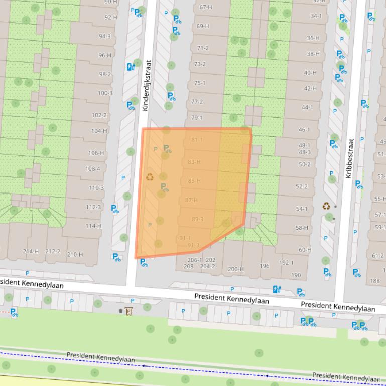 Kaart van postcodegebied 1079GG.