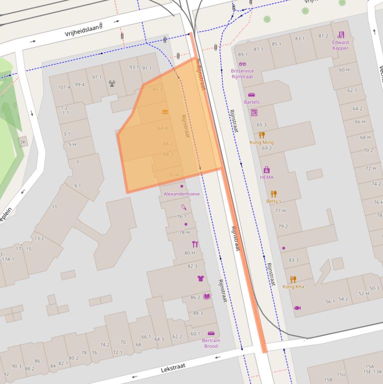 Kaart van postcodegebied 1079HJ.