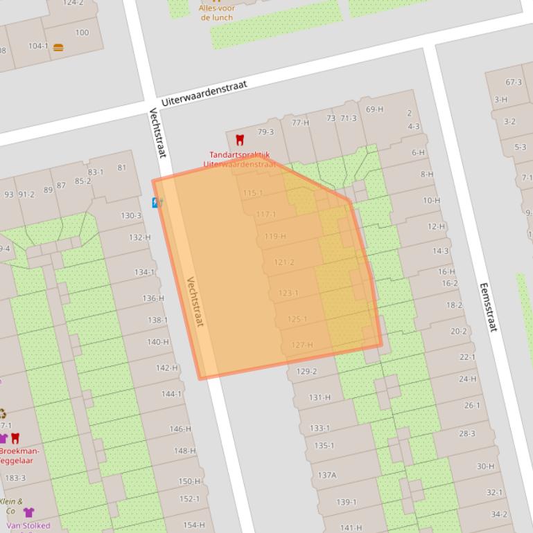 Kaart van postcodegebied 1079JD.